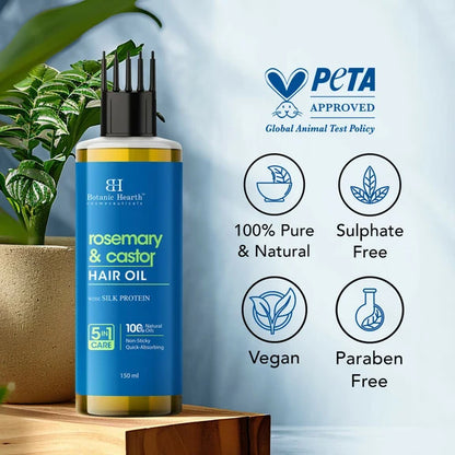 Botanic Hearth Rosemary & Castor Hair Oil - 150 ml