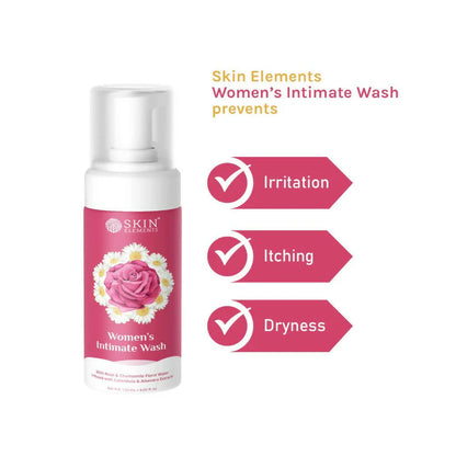 Skin Elements Women's Intimate Wash with Rose & Chamomile Floral Water - 120 ml