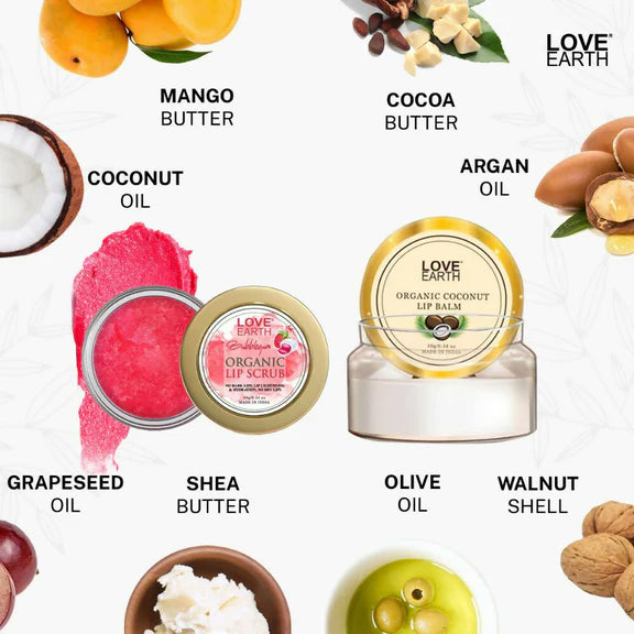 Love Earth Lip Saviour Kit for Skin Hydration & Moisturization, Chapped Lips With Bees Wax And Cocoa Butter - Combo Pack