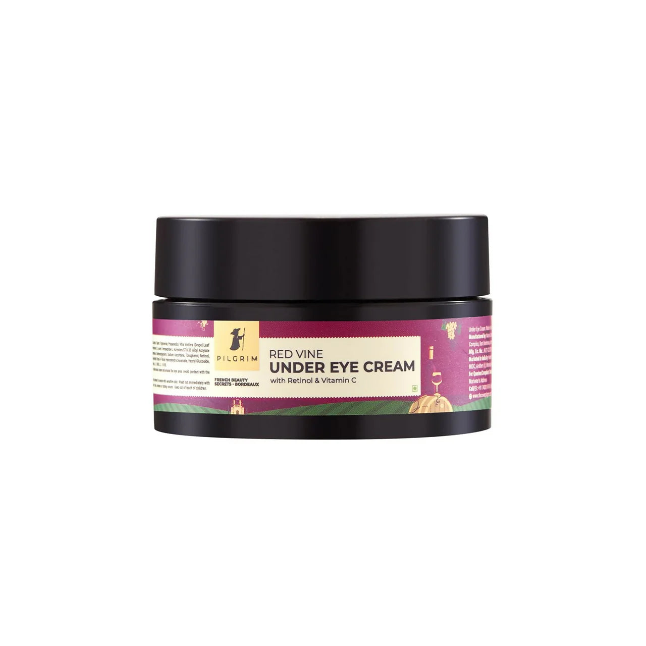 Pilgrim Red Vine Under Eye Cream with Retinol & Vitamin C For Dark Circles, Wrinkles, & Puffy Eyes