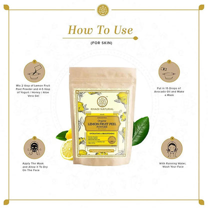 Khadi Natural Organic Lemon Fruit Peel Powder - 100 gm