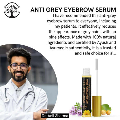 Ivory Natural Grey Eyebrow Serum - Rejuvenates, Nourishes, And Restores Natural Color Of Eyebrows - 10 ml