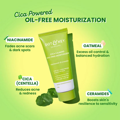 Dot & Key Cica + Niacinamide Oil Free Moisturizer For Acne Prone Skin - 50 gm