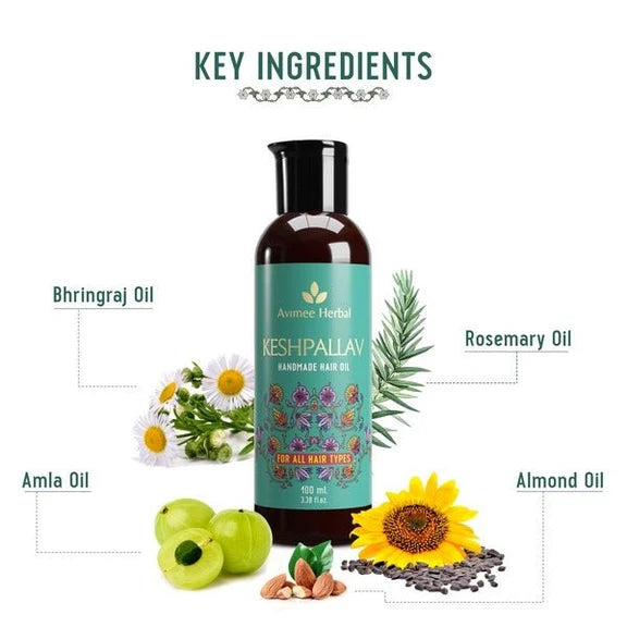 Avimee Herbal Keshpallav Hair Oil & Hairtone PV 1 Handmade Scalp Spray Combo With Rosemary, Amla, Methi & Bhringraj - Combo
