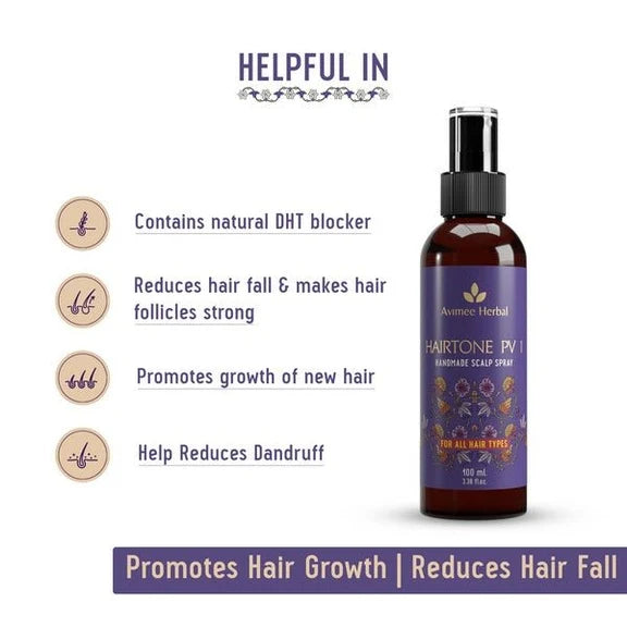 Avimee Herbal Keshpallav Hair Oil & Hairtone PV 1 Handmade Scalp Spray Combo With Rosemary, Amla, Methi & Bhringraj - Combo