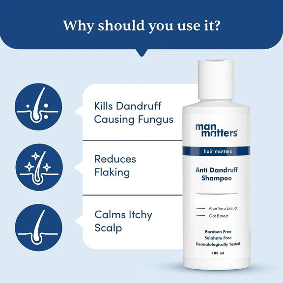 Man Matters 2% Ketoconazole Anti Dandruff Shampoo, Cruelty Free, Vegan, No Side Effects - 100 ml - Pack of 1