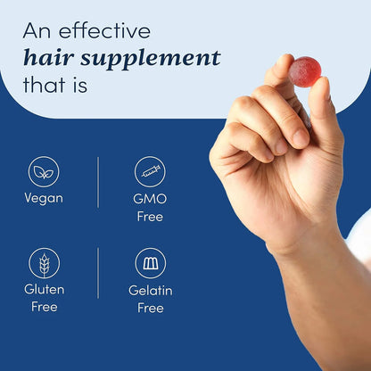 Man Matters Biotin Nourish Hair Gummies With Multivitamins (Sugar Free) - Strawberry Flavor With Zinc & Multivitamins