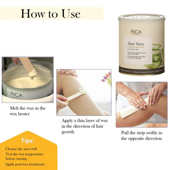 Rica Aloe Vera Liposoluable Hair Removal Wax Cream for Arms, Chest, Legs, Back, and Full Body - 800 ml