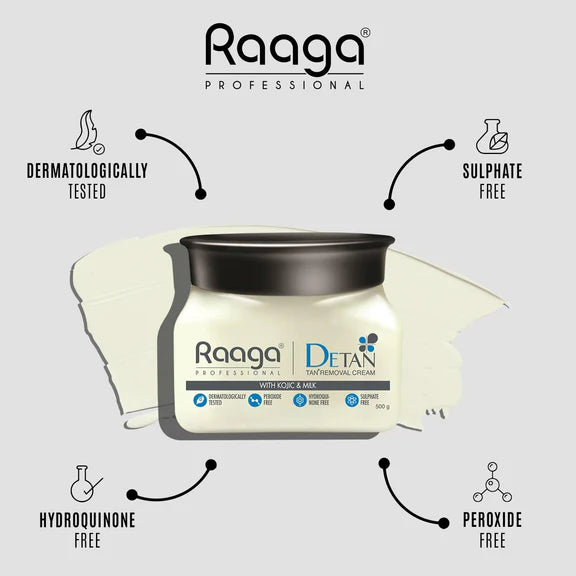 Raaga Professional De Tan Removal Cream With Kojic & Milk - 500 gm