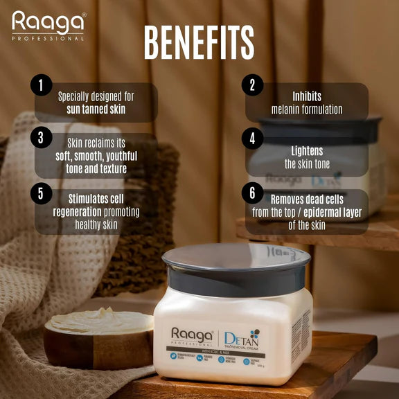 Raaga Professional De Tan Removal Cream With Kojic & Milk - 500 gm