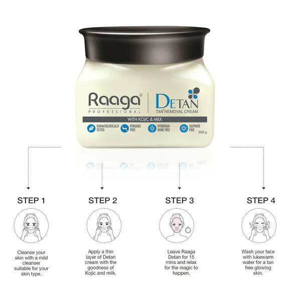 Raaga Professional De Tan Removal Cream With Kojic & Milk - 500 gm