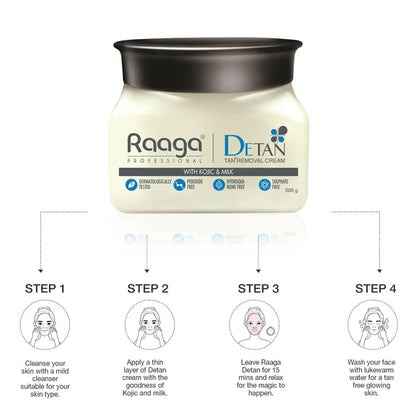 Raaga Professional De Tan Removal Cream With Kojic & Milk - 500 gm