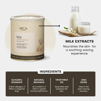 Rica Milk Liposoluble Wax for Sensitive Skin With Natural Beeswax - 800 ml