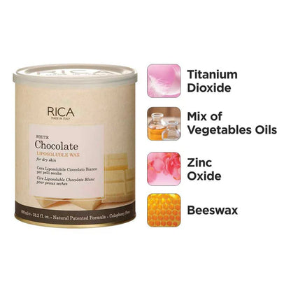 Rica White Chocolate Liposoluble Wax for Dry Skin With Natural Beeswax - 800 ml