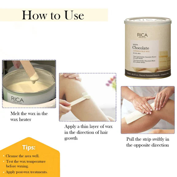 Rica White Chocolate Liposoluble Wax for Dry Skin With Natural Beeswax - 800 ml