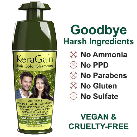 KeraGain Hair Color Shampoo (Black) - 180 ml