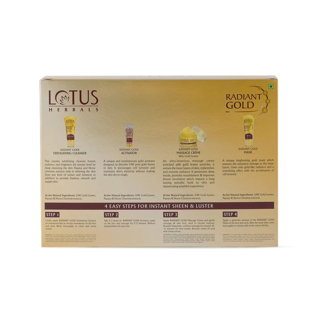 Lotus Herbals Radiant Gold Cellular Glow Facial Kit For All Skin Types