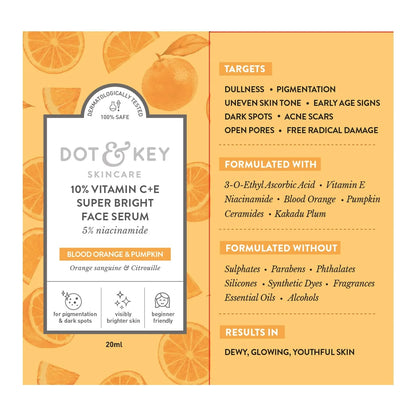 Dot & Key 10% Vitamin C+E Super Bright Face Serum With 5% Niacinamide, Glows Skin - 30 ml