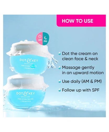 Dot & Key 72 Hr Hydrating Probiotic Face Gel With With Hyaluronic Acid, Kombucha & Rice Water - 60 ml