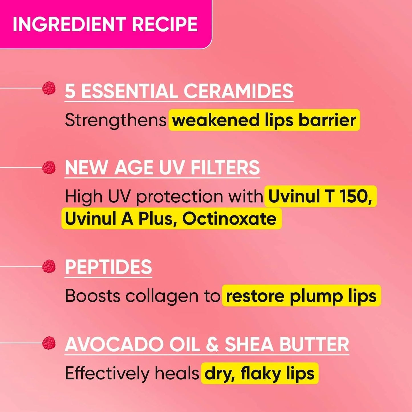 Dot & Key Barrier Repair Ceramide & Peptide SPF 50 Lip Balm - Plush Pink, UVA+UVB - 10 gm