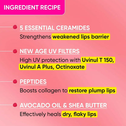 Dot & Key Barrier Repair Ceramide & Peptide SPF 50 Lip Balm - Plush Pink, UVA+UVB - 10 gm