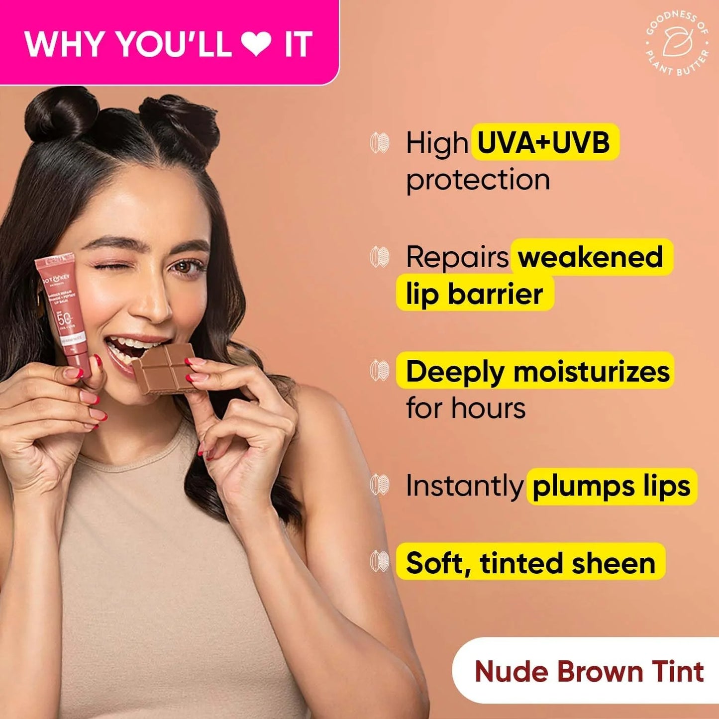 Dot & Key Barrier Repair Ceramide & Peptide SPF 50 PA+++, UVA+UVB Lip Balm - Warm Nude - 10 gm