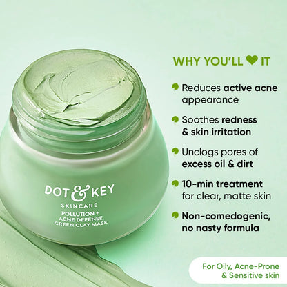 Dot & Key Pollution + Acne Defense Green Clay Face Mask - 85 gm