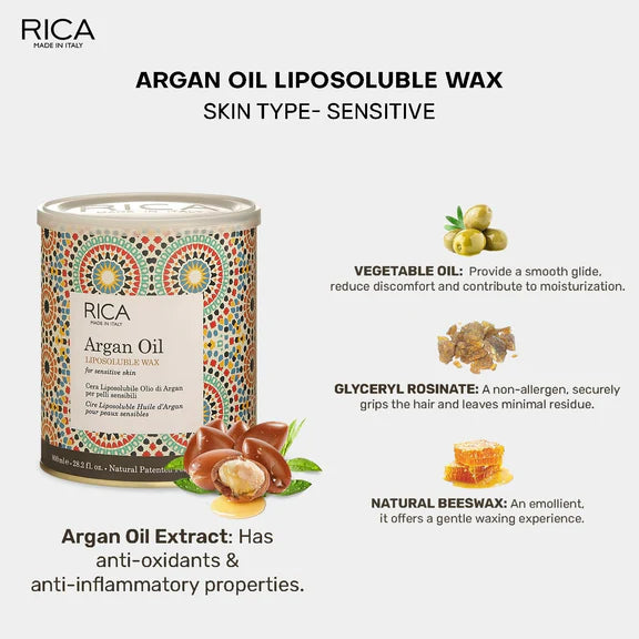 Rica Argan Oil Liposoluable Wax for Sensitive Skin - 800 ml