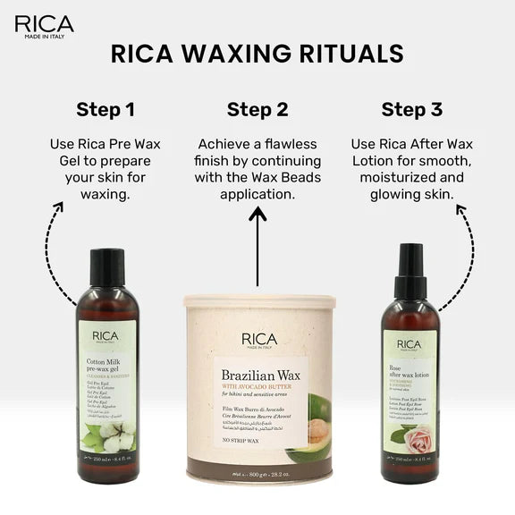 Rica Brazilian Wax with Avocado Butter, Natural & Stripless Wax - 800 ml