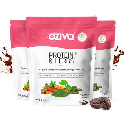 OZiva Protein & Herbs for Women - Protein Powder to Reduce Body Fat, Manage Weight & Metabolism, No Added Sugar -Chocolate flavour
