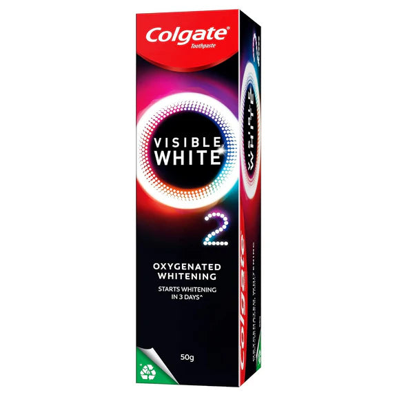 Colgate Visible White O2 Teeth Whitening Toothpaste with Peppermint Sparkle - 50 gm