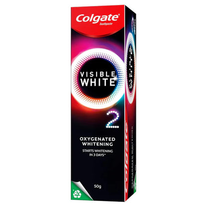 Colgate Visible White O2 Teeth Whitening Toothpaste with Peppermint Sparkle - 50 gm