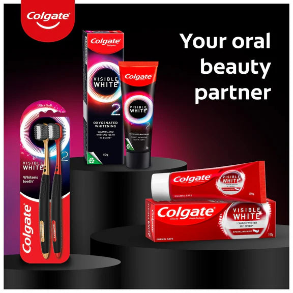 Colgate Visible White O2 Teeth Whitening Toothpaste with Peppermint Sparkle - 50 gm