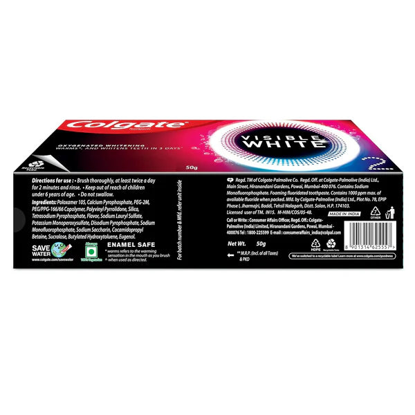 Colgate Visible White O2 Teeth Whitening Toothpaste with Peppermint Sparkle - 50 gm