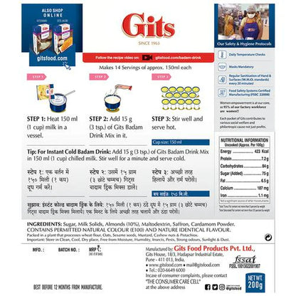 Gits Badam Drink Mix - 200 Gm