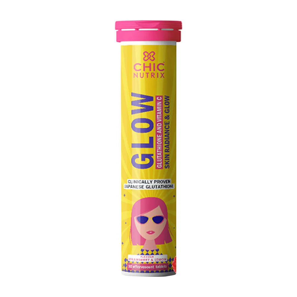 Chicnutrix Glow 500mg Effervescent Tablets - Strawberry & Lemon Flavor, For Glow & Radiance Skin