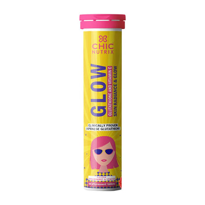 Chicnutrix Glow 500mg Effervescent Tablets - Strawberry & Lemon Flavor, For Glow & Radiance Skin