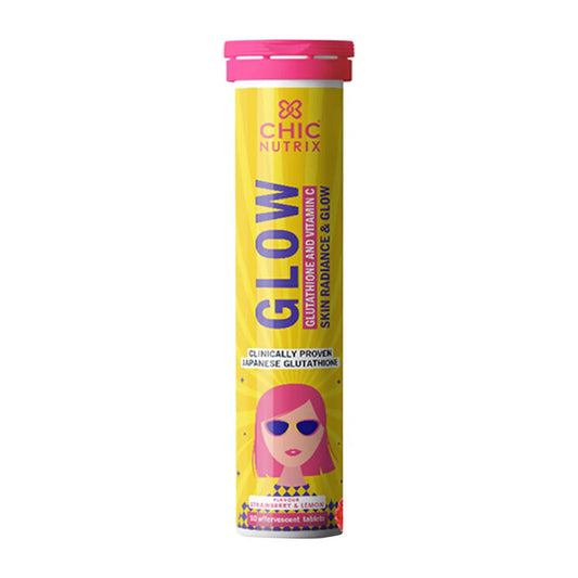 Chicnutrix Glow 500mg Effervescent Tablets - Strawberry & Lemon Flavor, For Glow & Radiance Skin