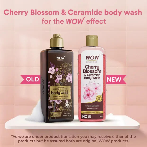 Wow Skin Science Cherry Blossom & Ceramide Body Wash For Removes Dirt, Hydrates and Softens Skin