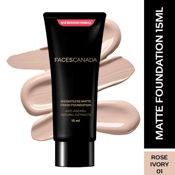 Faces Canada Weightless Matte Finish Foundation-Rose Ivory 01 - 15 ml