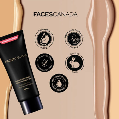 Faces Canada Weightless Matte Finish Foundation-Rose Ivory 01 - 15 ml
