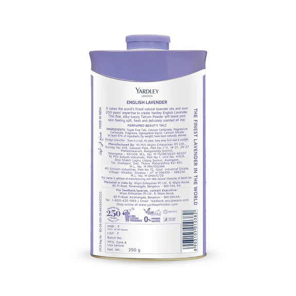 Yardley London English Lavender Perfumed Deodorizing Talc Talcum Powder - 100 gm