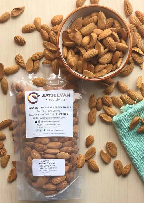 Satjeevan Organic Raw Badam Almonds - 200 gm