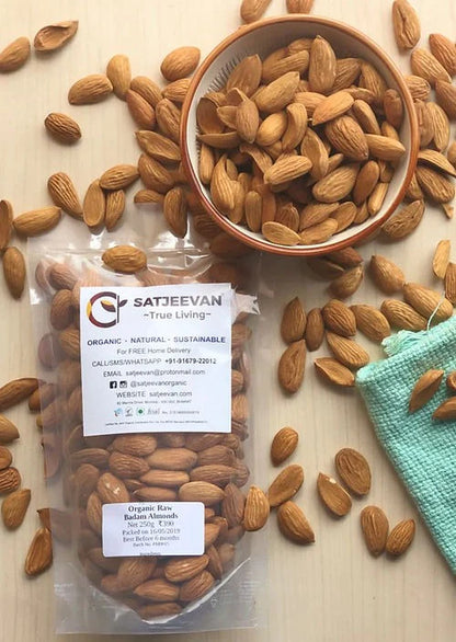 Satjeevan Organic Raw Badam Almonds - 200 gm