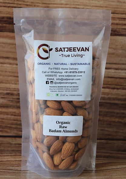 Satjeevan Organic Raw Badam Almonds - 200 gm