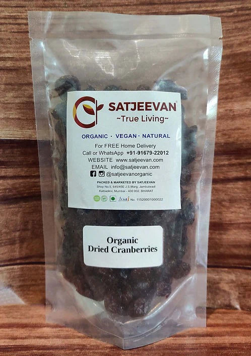 Satjeevan Organic Dried Cranberries - 200 gm