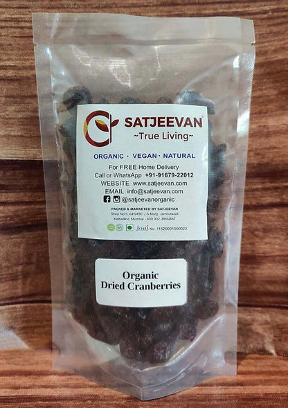 Satjeevan Organic Dried Cranberries - 200 gm