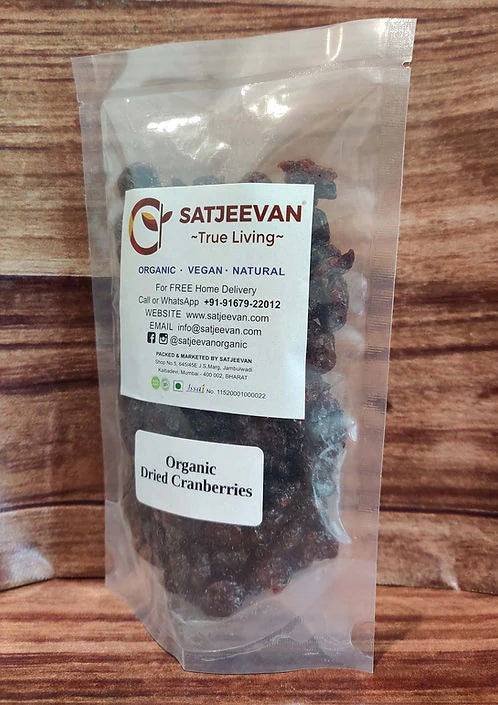Satjeevan Organic Dried Cranberries - 200 gm