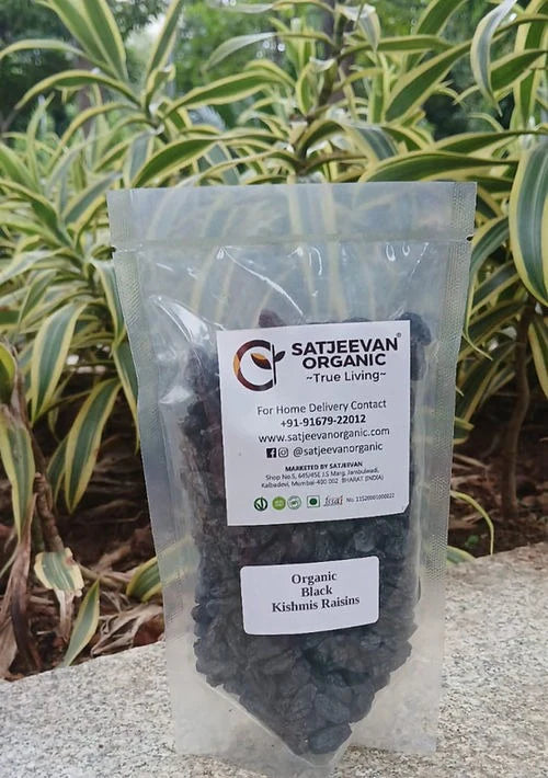 Satjeevan Organic Black Kishmis Raisins - 200 gm