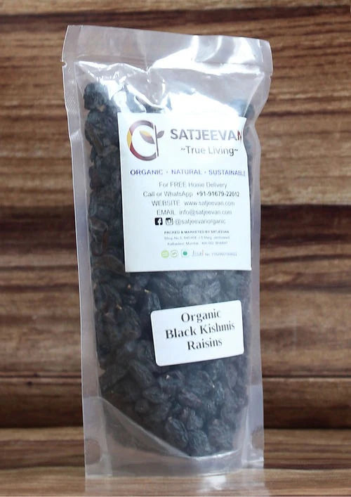 Satjeevan Organic Black Kishmis Raisins - 200 gm
